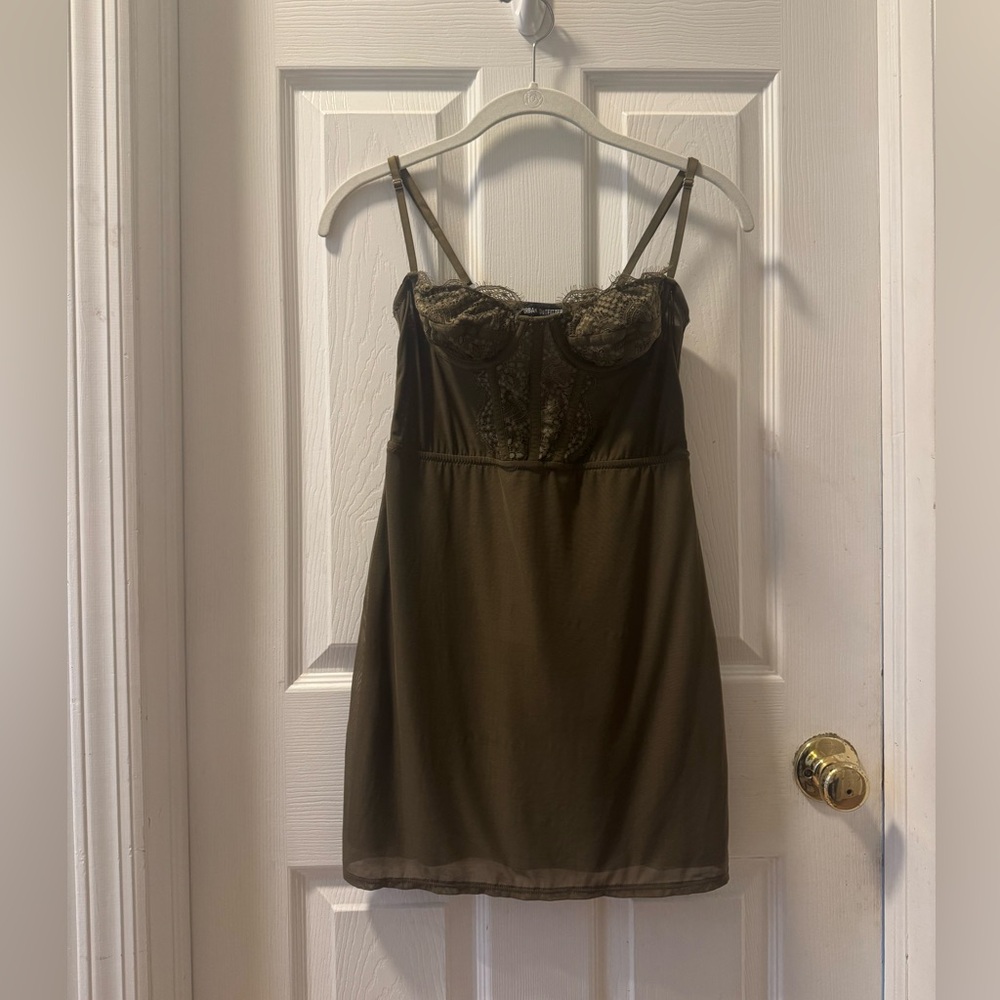 Urban Outfitters Army Green Mini Corset Dress Size Small